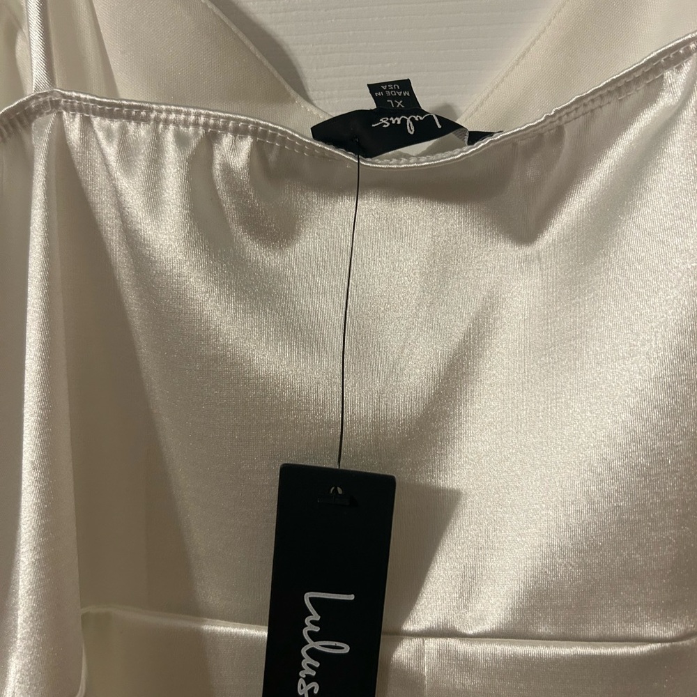 Lulu's White Satin Mini Dress - Picture 6 of 6